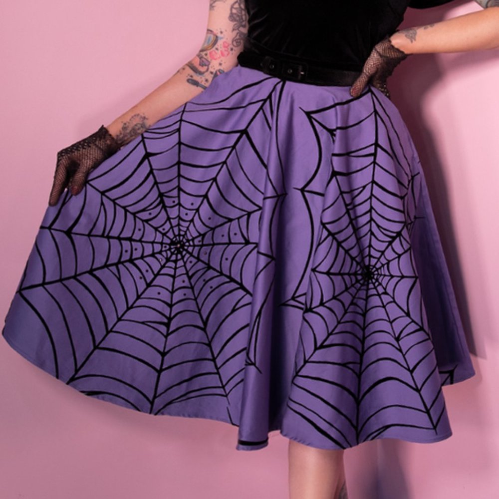 Widow Spiderweb Circle Skirt in Periwinkle - Vixen by Micheline Pitt